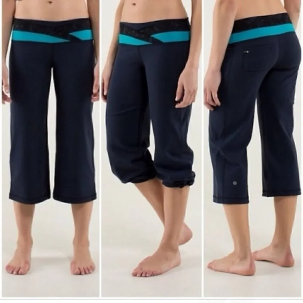 Lululemon Athletica Dharana Black Crops Pink White